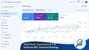 Google Search Console performance report showing how to maximize traffic from article content through higher clicks and impressions